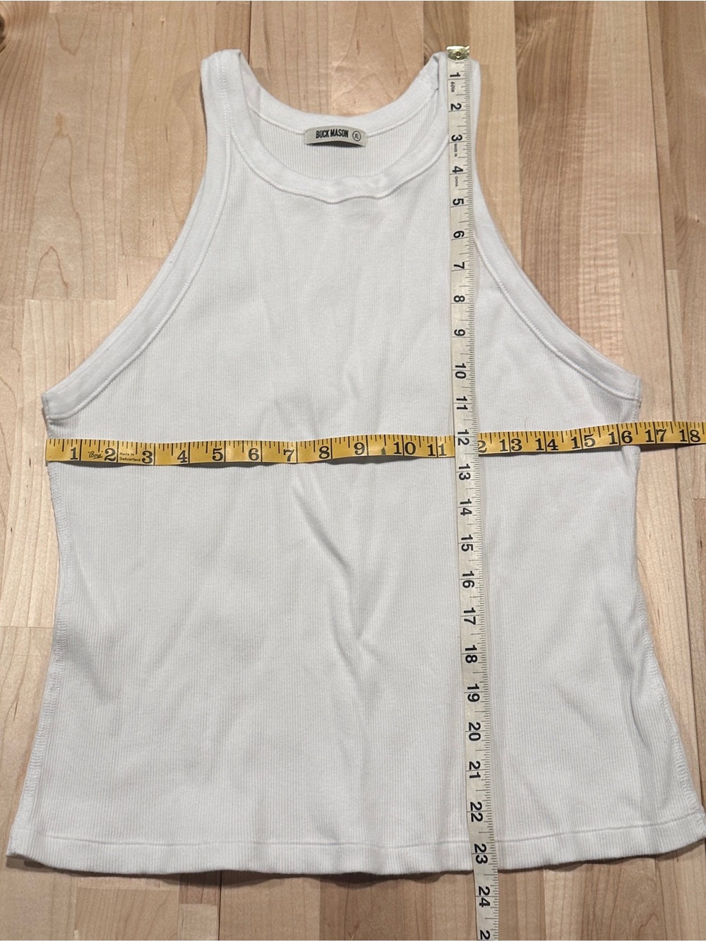 Buck Mason Ribbed High Neck Tank Top - White